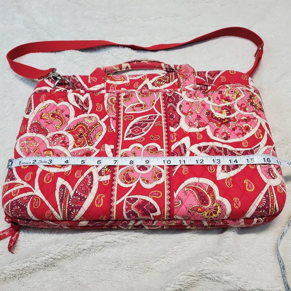 Vera Bradley Red Pink White Floral Quilted Hard Laptop Purse Strap‎ Bag Case
